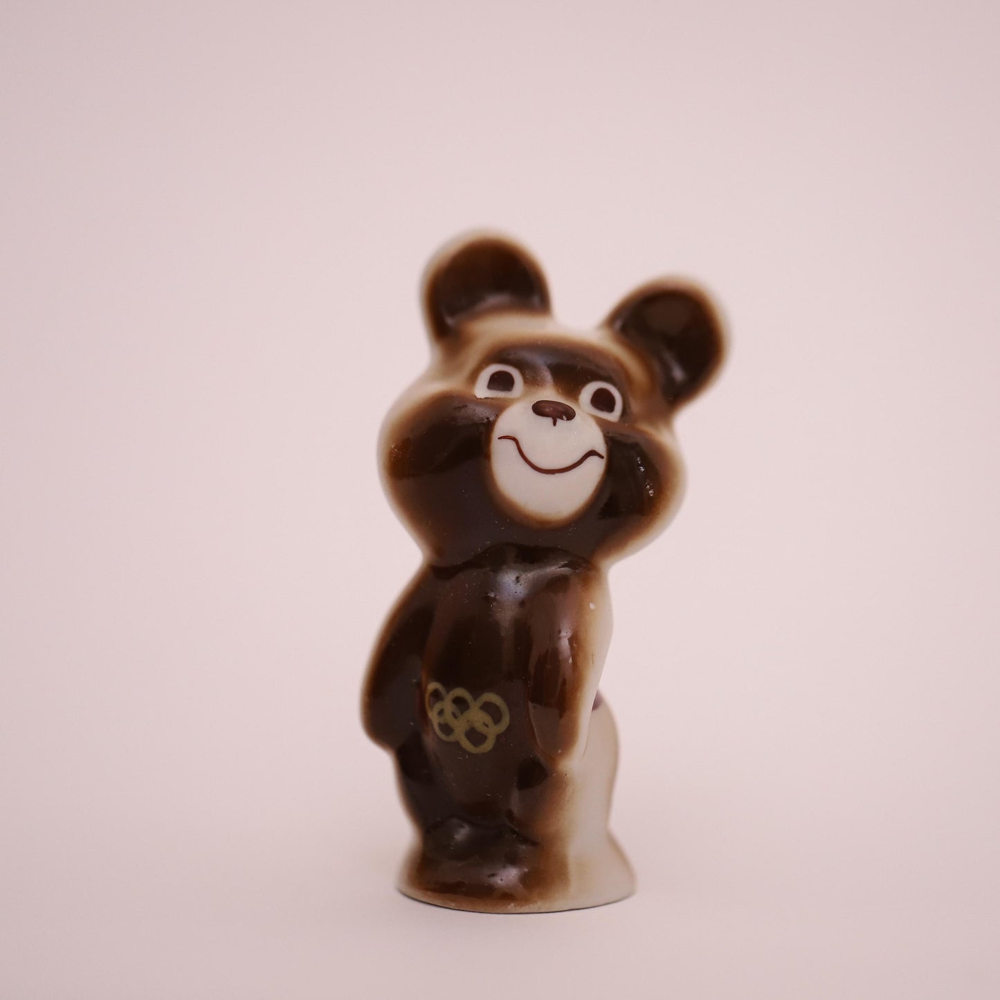 Rare Vintage 1980 USSR Olympic Misha Figurine – Hand-Painted Porcelain Mascot – Soviet Era Collectible Gift