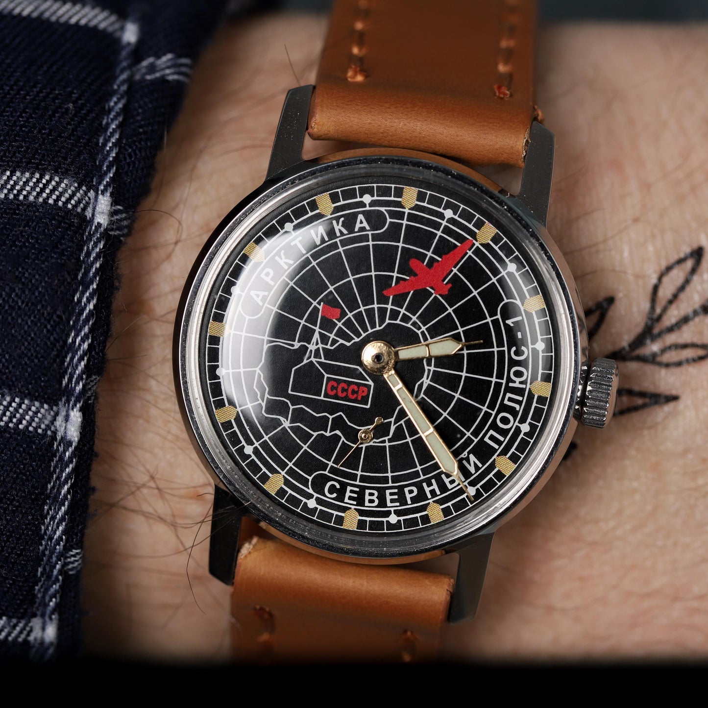 Military rare vintage watch ZIM Antarctica | Rare men's vintage wristwatch with leather watch strap | Gift for men | Watches for men