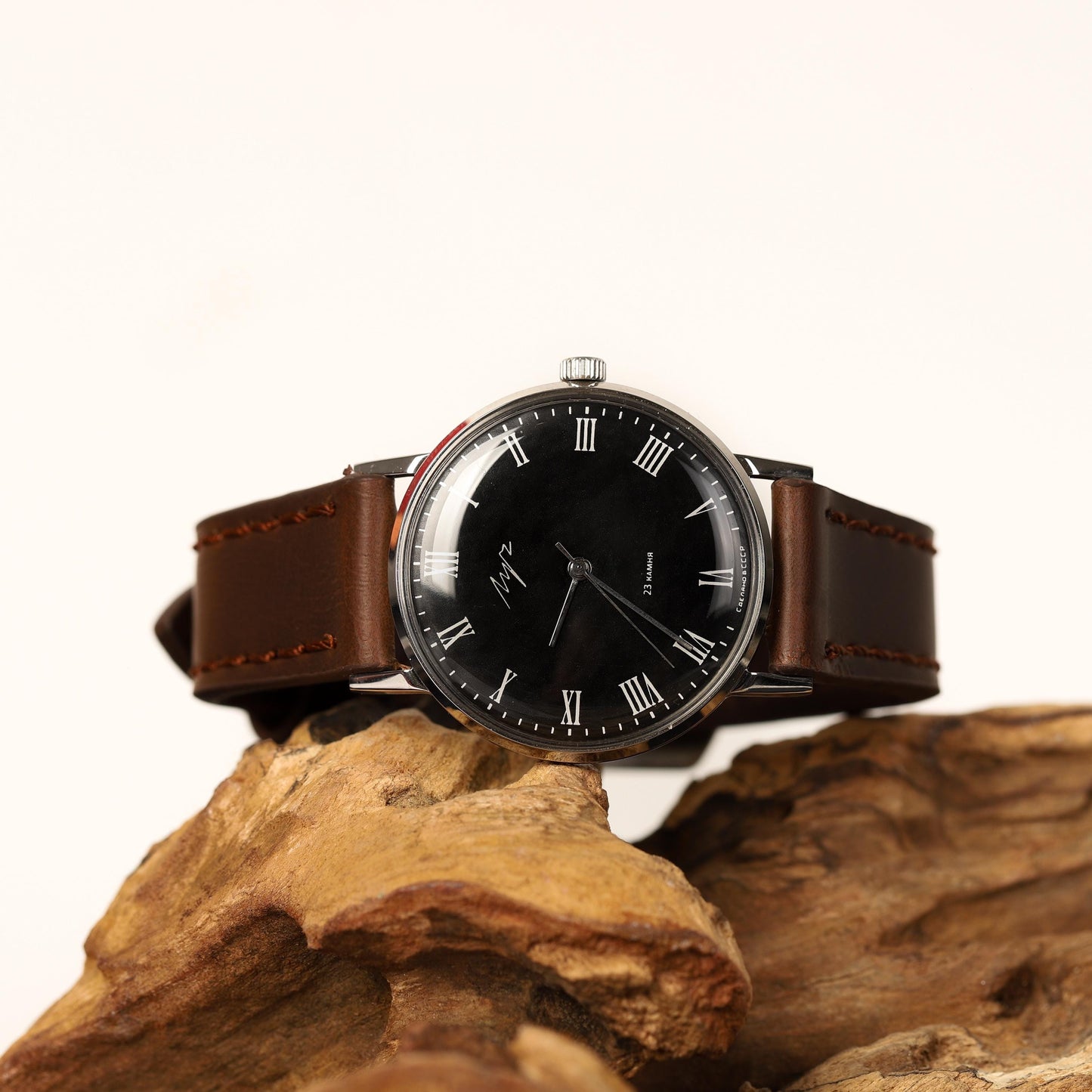 Black vintage watch LUCH | Rare unisex vintage wristwatch | Shockproof mechanism | Unique gift idea