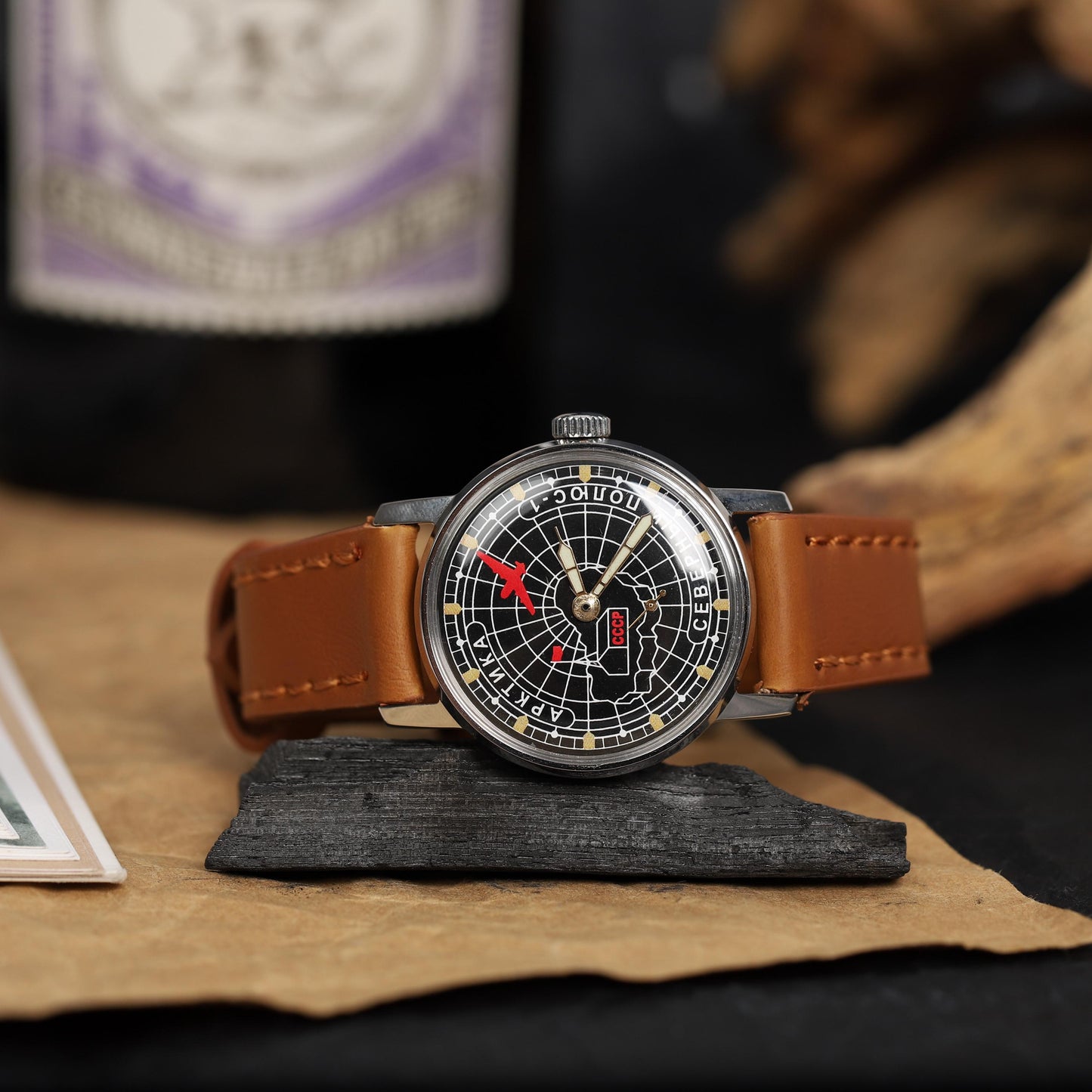 Military rare vintage watch ZIM Antarctica | Rare men's vintage wristwatch with leather watch strap | Gift for men | Watches for men