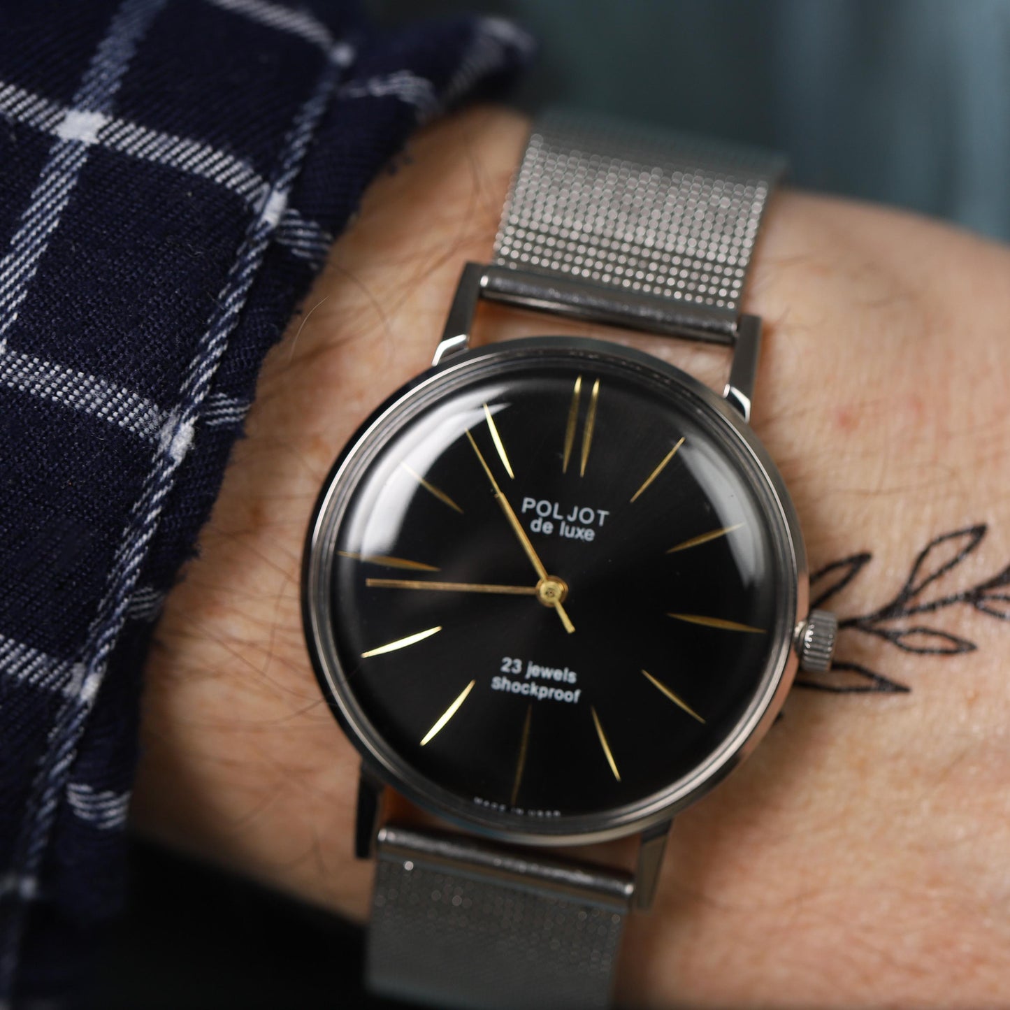 Collectible vintage watch POLJOT de luxe with reliable mechanism 2209su | Watches for men | Stainless steel metal bracelet | Gift for men