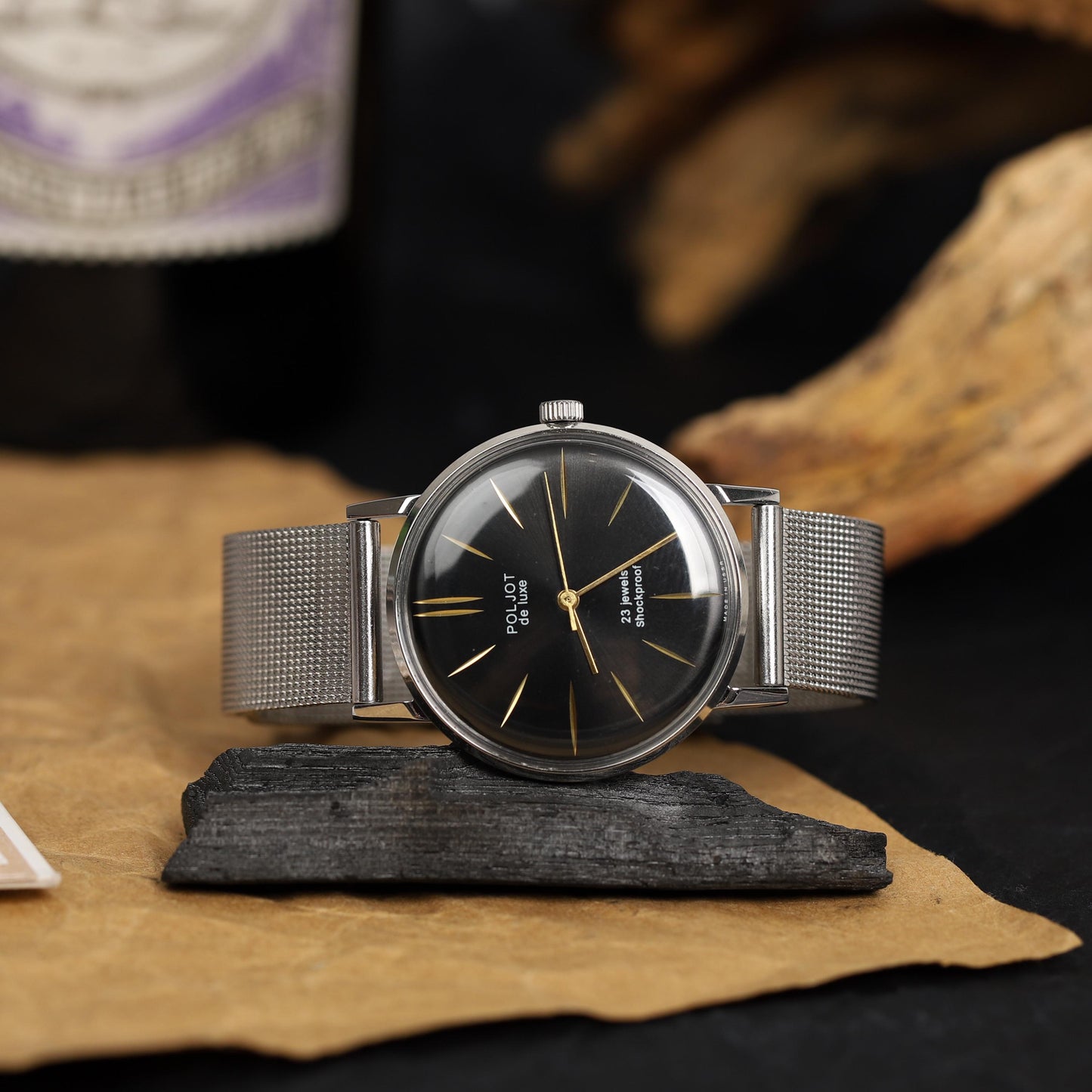 Collectible vintage watch POLJOT de luxe with reliable mechanism 2209su | Watches for men | Stainless steel metal bracelet | Gift for men